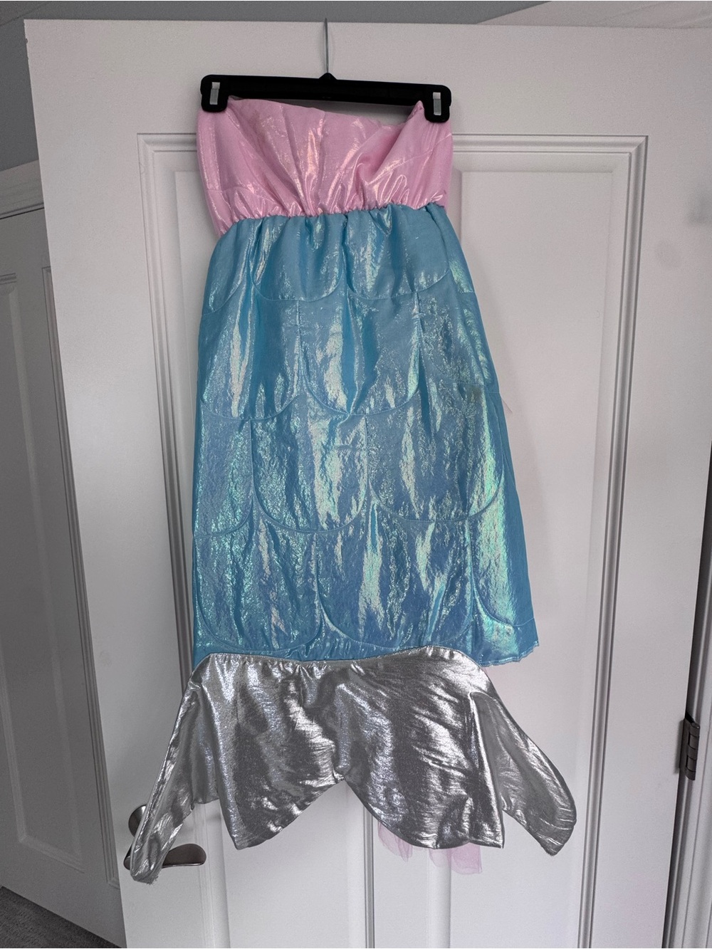 Kids Mermaid Costume Dress - Pink & Blue with Silver Tail